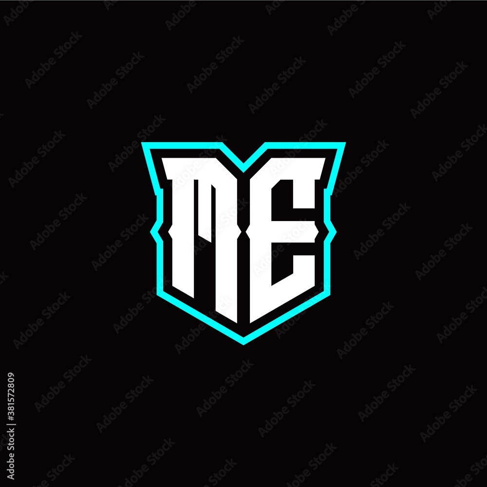 M E initial letter design with modern shield style M E initial letter design with modern shield style