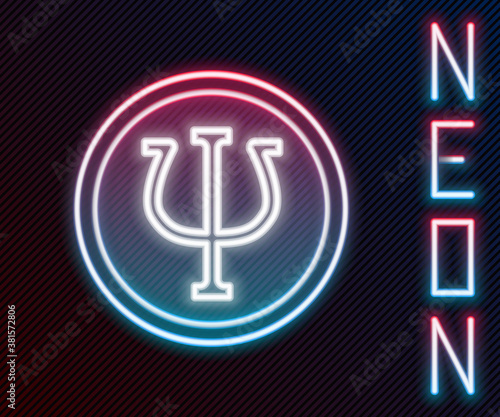 Glowing neon line Psychology icon isolated on black background. Psi symbol. Mental health concept, psychoanalysis analysis and psychotherapy. Colorful outline concept. Vector.
