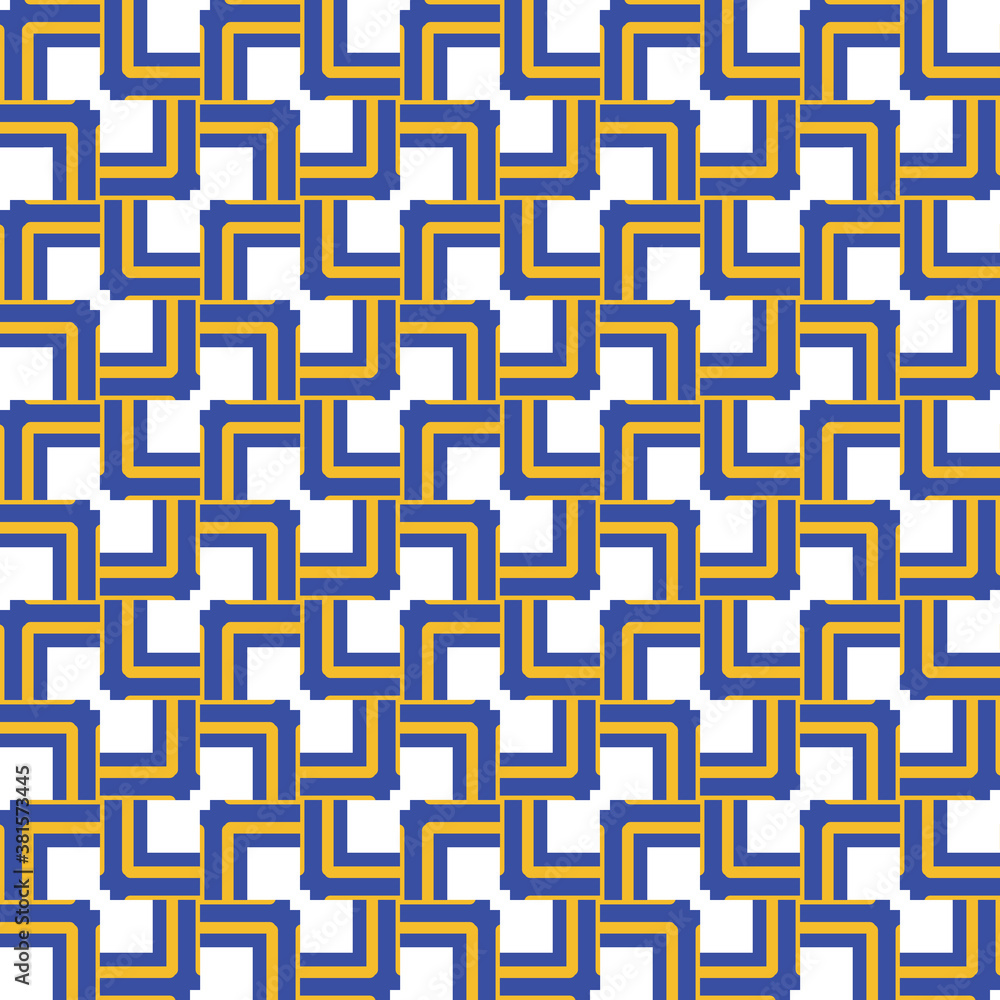 Vector seamless pattern texture background with geometric shapes, colored in blue, yellow, white colors. Vector seamless pattern texture background with geometric shapes, colored in blue, yellow, white colors.