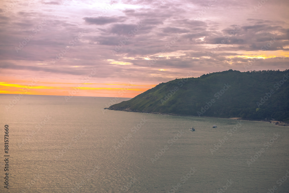 Fototapeta premium Blurred abstract background from high angle from plane window, overlooking the scenery below (river, mountain, tree).