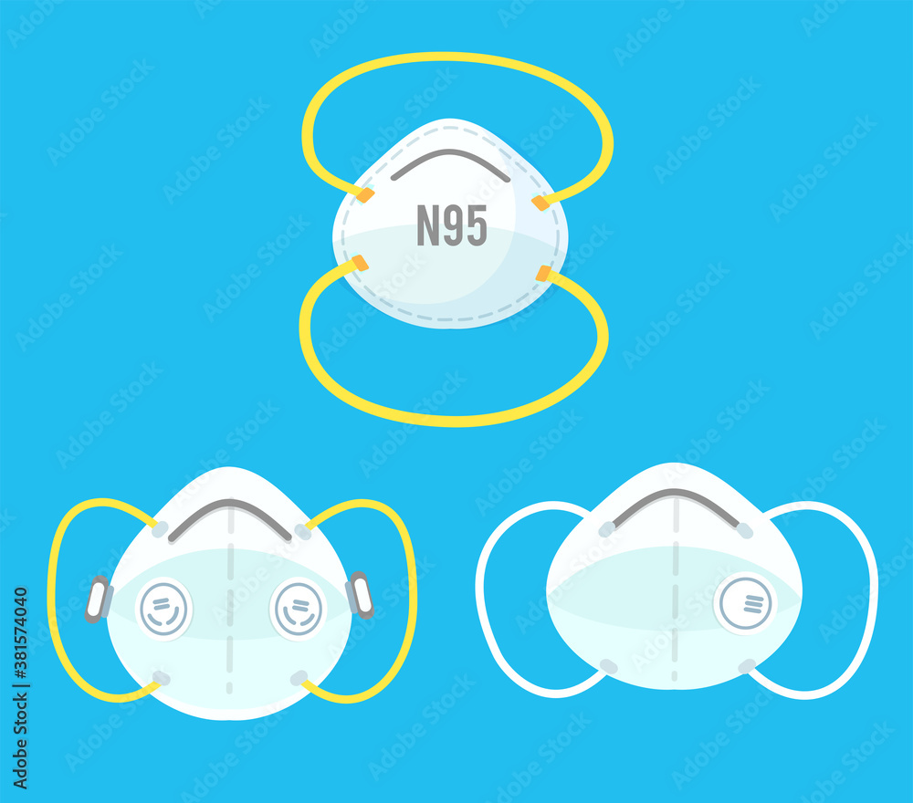 Safety breathing masks. Industrial safety N95 mask, dust protection and ...