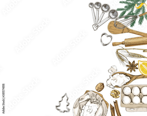 Hand drawn baking background