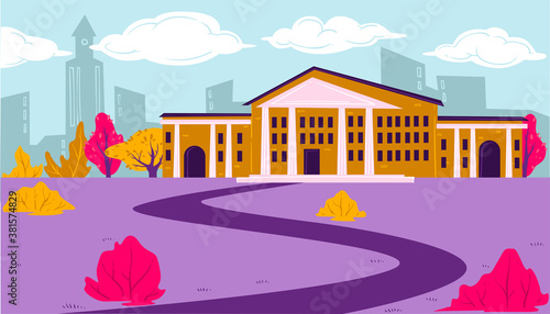 Educational establishment, university school or college exterior vector