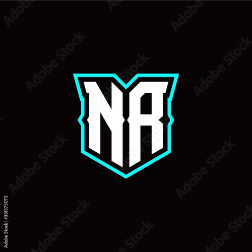 N R initial letter design with modern shield style
