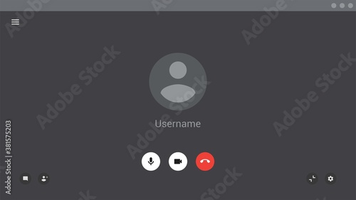 Video chat user interface, video calls window overlay dark background