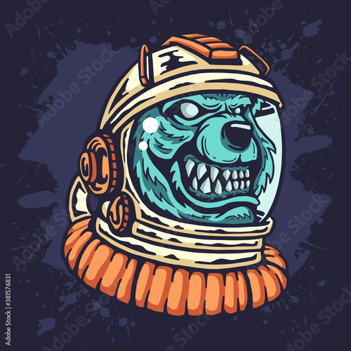 Bear Astronaut Illustration