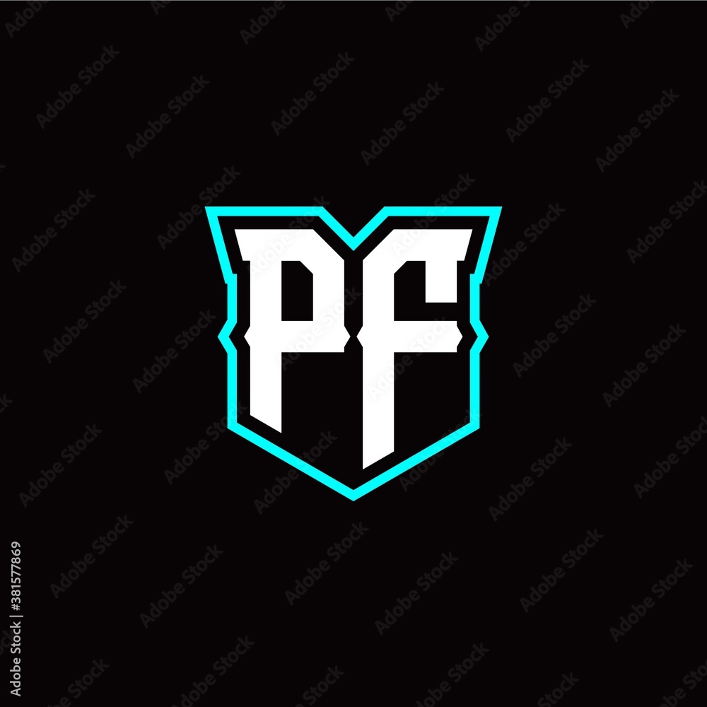 P F initial letter design with modern shield style P F initial letter design with modern shield style