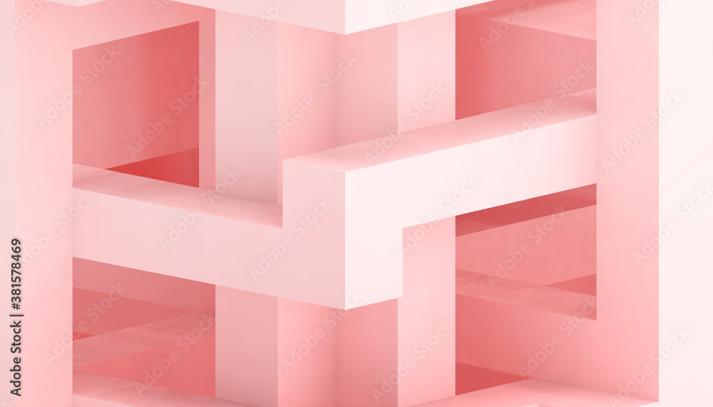 Abstract background geometric shape Cube - box Concept on Red - pink paper art style background - 3d rendering Abstract background geometric shape Cube - box Concept on Red - pink paper art style background - 3d rendering