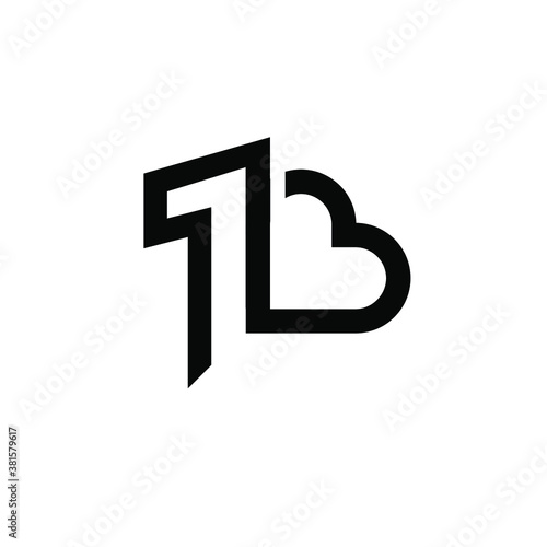 ONE heart letter logo black vector icon design isolated white background