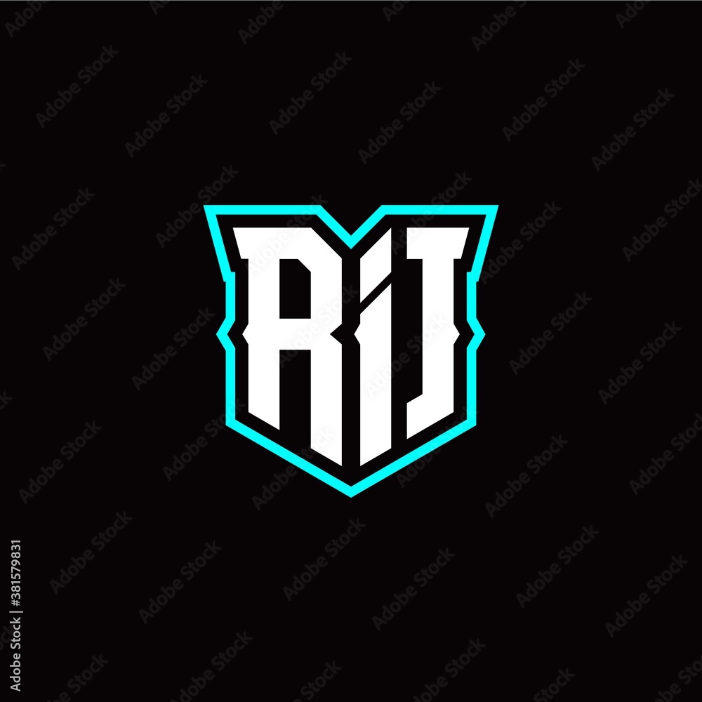 R I initial letter design with modern shield style