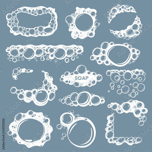 Bubbly foam, soapy water with copy space vector