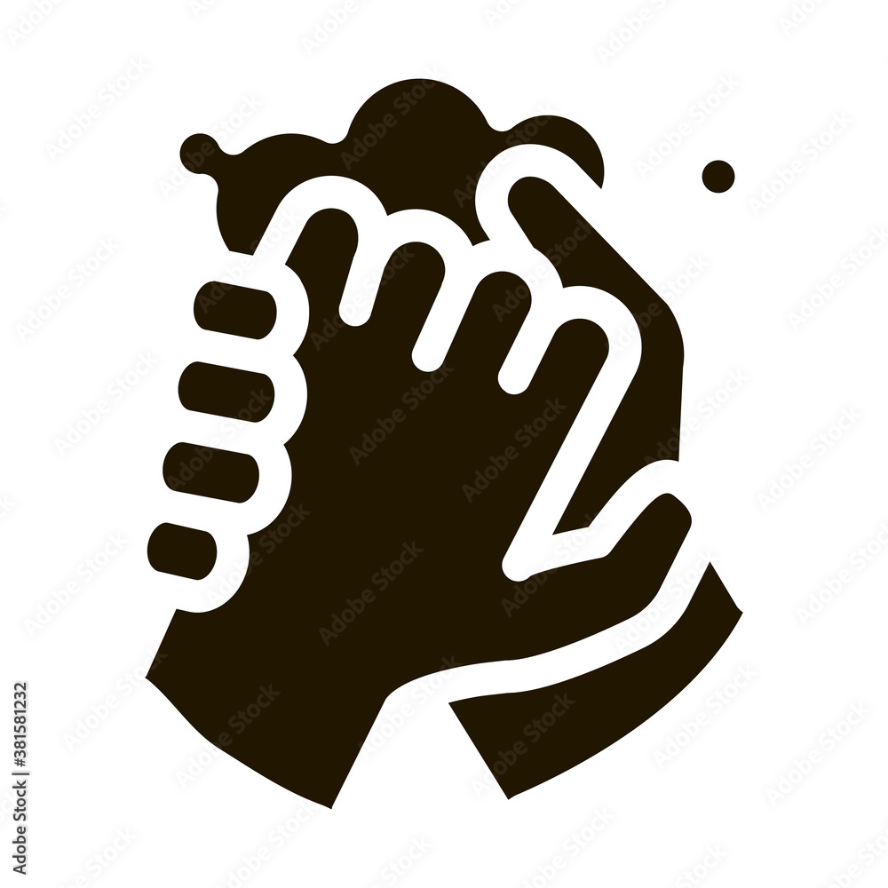 Hands Washing With Soap glyph icon vector. Hands Washing With Soap Sign. isolated symbol illustration Hands Washing With Soap glyph icon vector. Hands Washing With Soap Sign. isolated symbol illustration