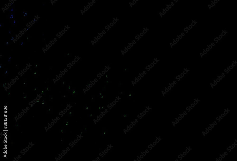Dark Blue, Green vector backdrop with music notes. Dark Blue, Green vector backdrop with music notes.