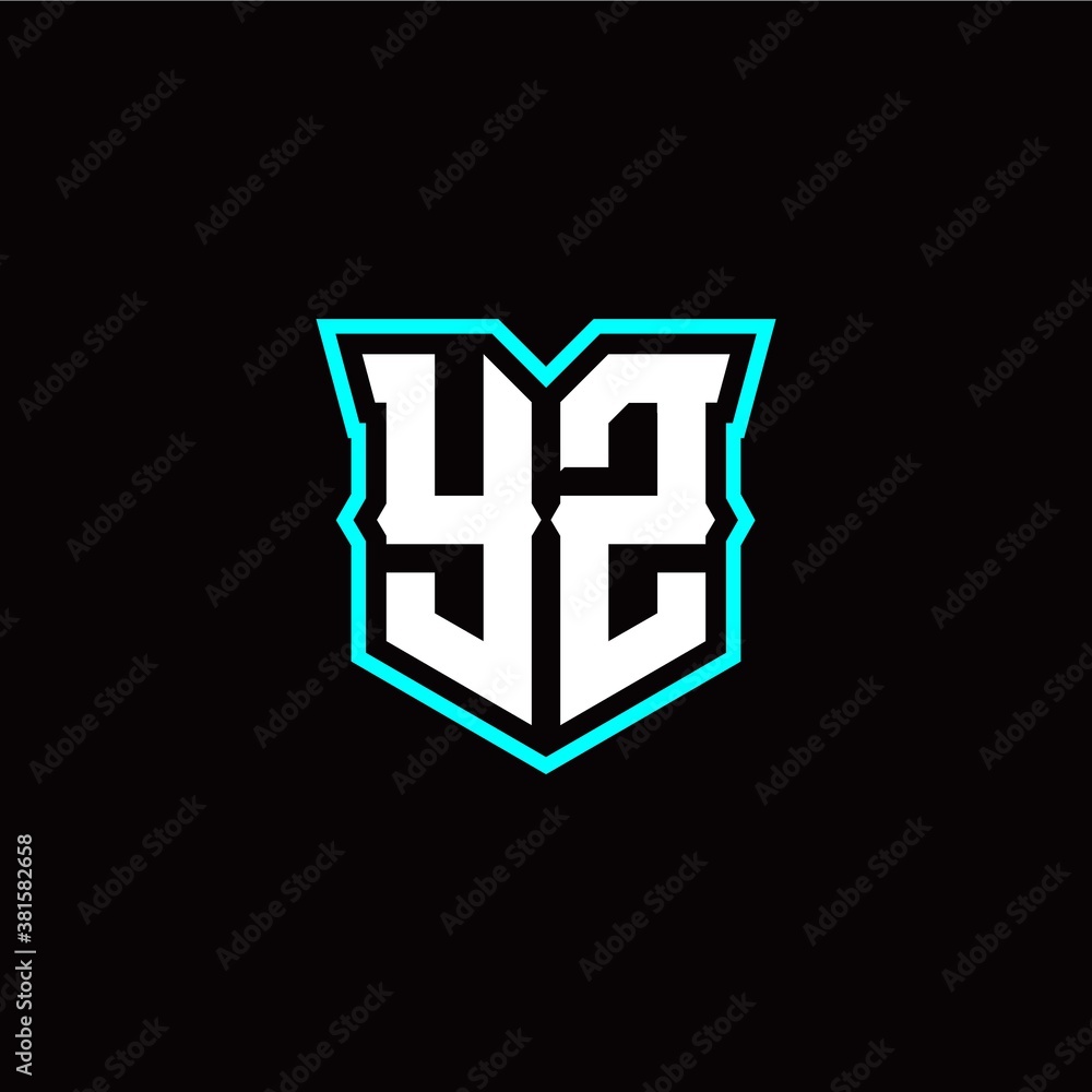 Y Z initial letter design with modern shield style Y Z initial letter design with modern shield style