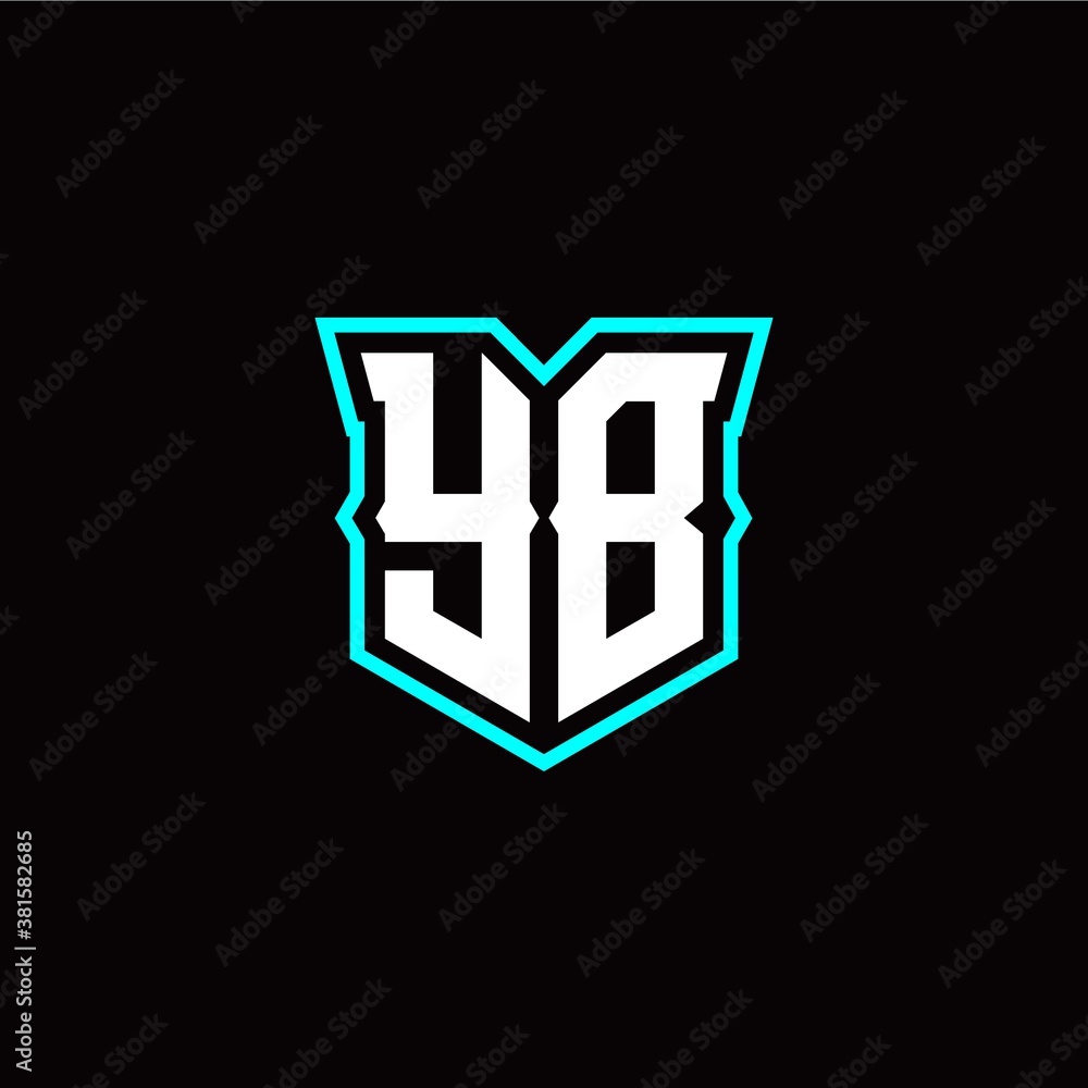 Y B initial letter design with modern shield style Y B initial letter design with modern shield style