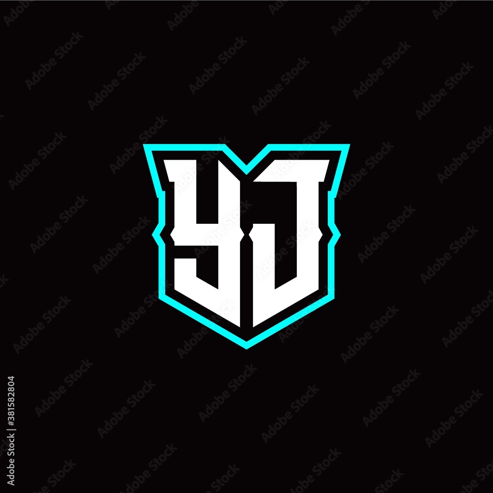 Fototapeta premium Y J initial letter design with modern shield style