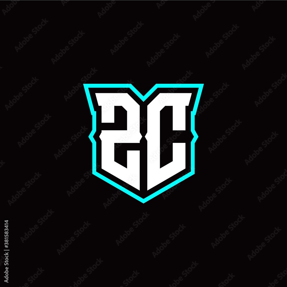 Z C initial letter design with modern shield style Z C initial letter design with modern shield style