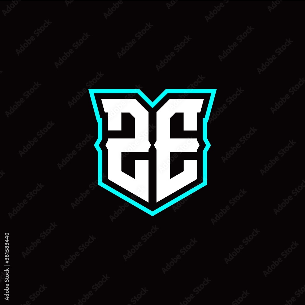 Z E initial letter design with modern shield style Z E initial letter design with modern shield style