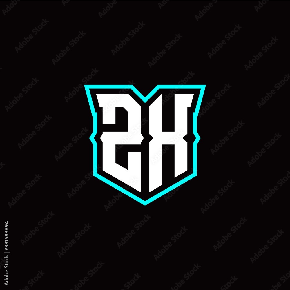 Z X initial letter design with modern shield style Z X initial letter design with modern shield style