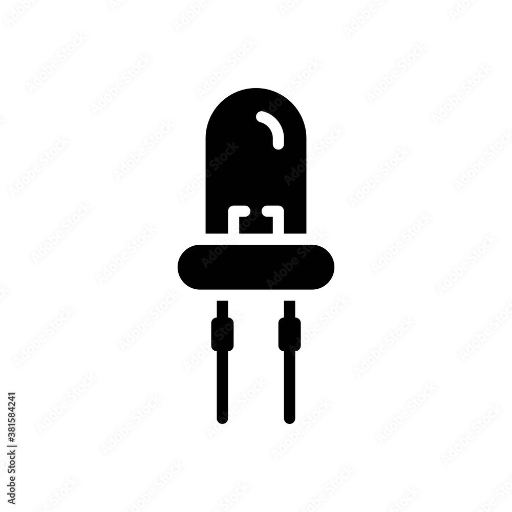 diode icon in glyph style isolated on white background. EPS 10 diode icon in glyph style isolated on white background. EPS 10
