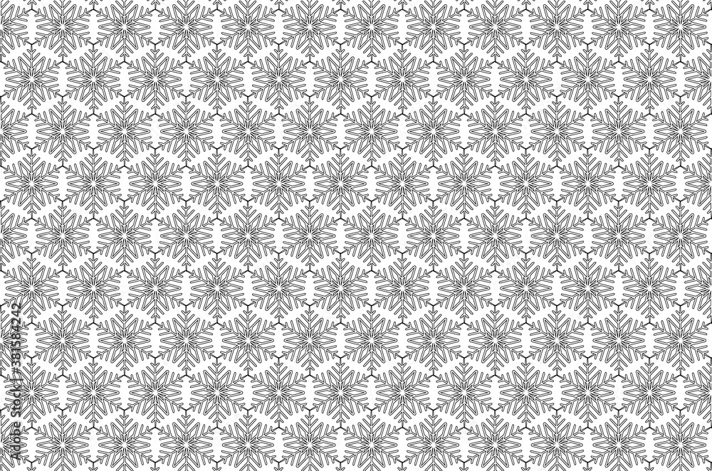 Black snowflake on a white background - vector pattern,