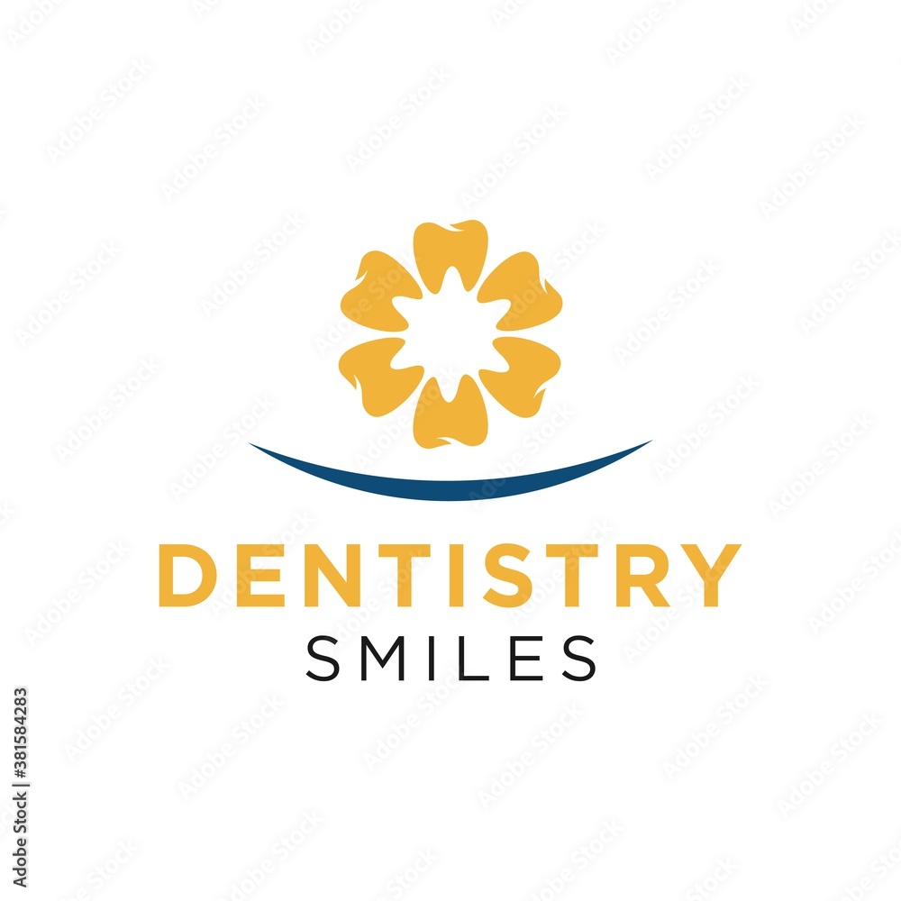 dentistry ornament with smile logo design dentistry ornament with smile logo design