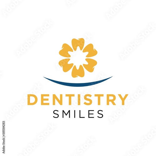 dentistry ornament with smile logo design