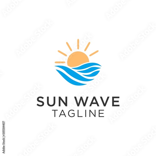 Creative sunset with sea logo template