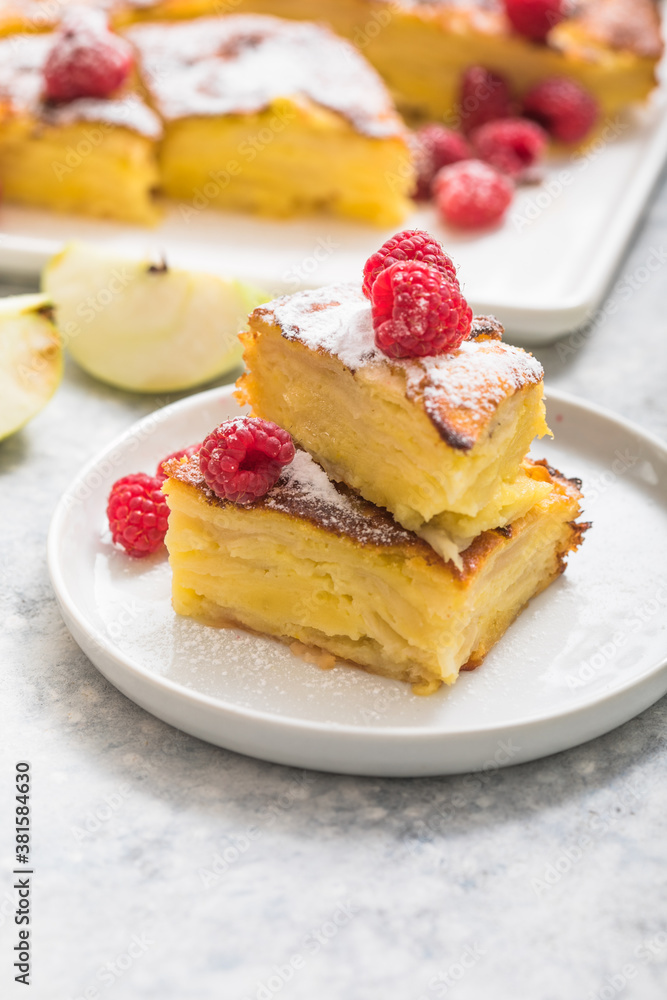 Piece of fresh baked homemade layered apple pie. Piece of fresh baked homemade layered apple pie.