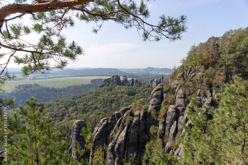 View from the schrammstein rocks in saxon switzerland. Saxony. Germany View from the schrammstein rocks in saxon switzerland. Saxony. Germany