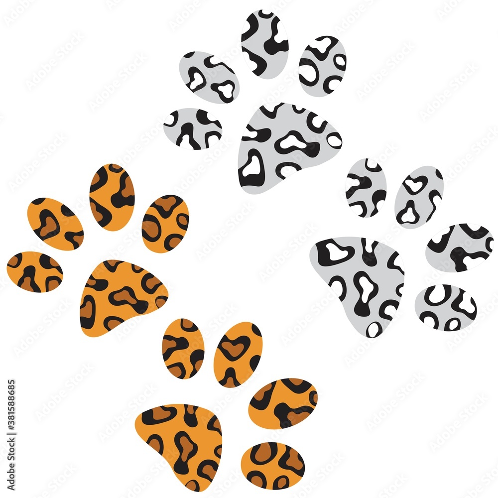 Fototapeta premium Animal Paw Silhouette, vector, illustration