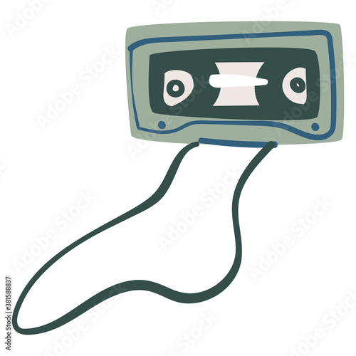 Audio cassette with magnetic tape, recording music