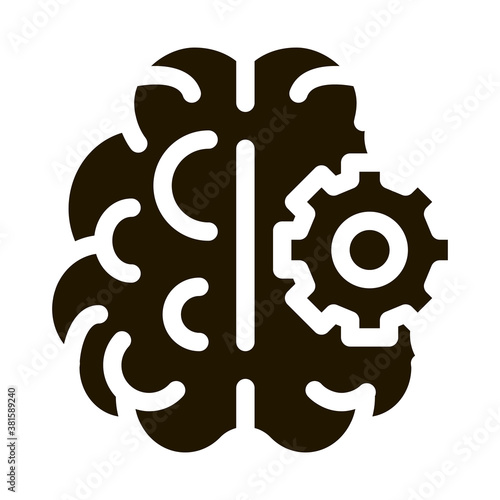 Brain And Mechanism Gear glyph icon vector. Brain And Mechanism Gear Sign. isolated symbol illustration