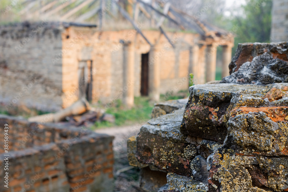 ruins of an old brick building. Historical and cultural heritage of Belarus. City Khoiniki Gomel region Borisovschanskaya manor ruins of an old brick building. Historical and cultural heritage of Belarus. City Khoiniki Gomel region Borisovschanskaya manor