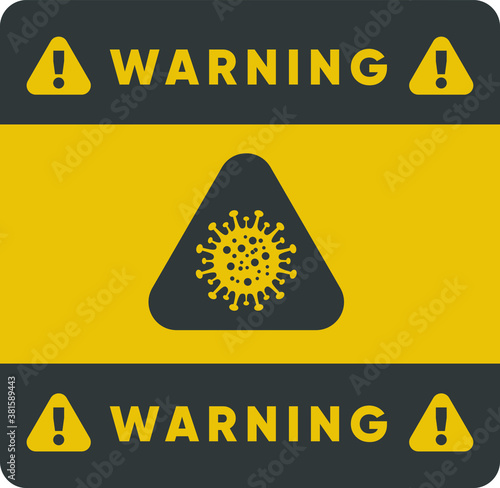 Yellow Caution Sign. Coronavirus Disease 2019. Social Distancing. Covid-19 Prevention. warning sign, Symbol Vector Illustration