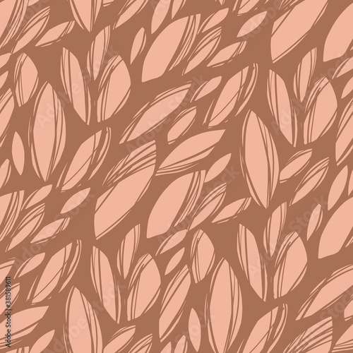 Simple hand drawn abstract leaves pattern