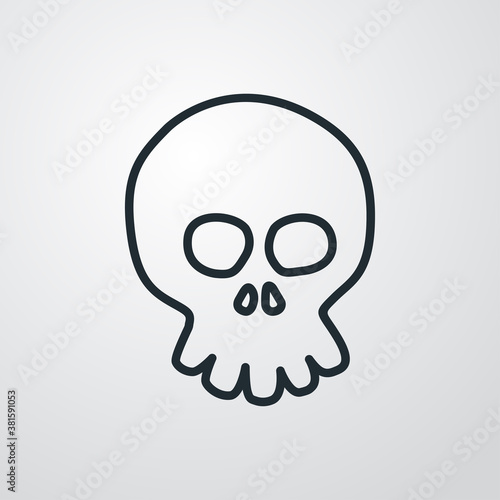 Logotipo lineal calavera de dibujos animados en fondo gris