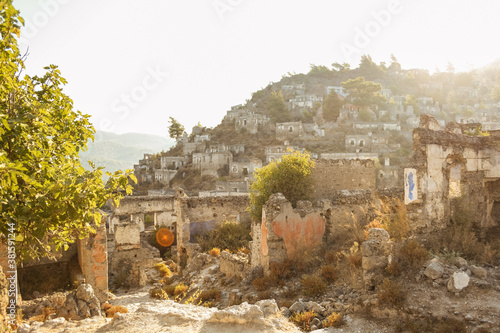 Historical Lycian village of Kayakoy, Fethiye, Mugla, Turkey. Ghost Town, anciently known as Lebessos and Lebessis. Abondoned Greek and turkish village photo