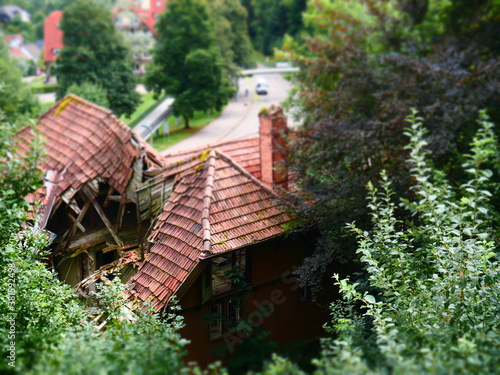 Broken house in toy-style look