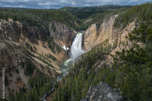 lower falls of the yellowstone national park, wyoming, usa