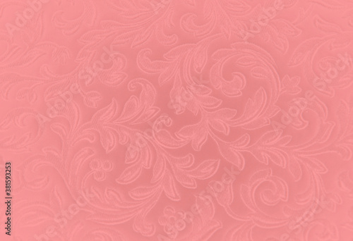 Bright red background with floral fantasy pattern