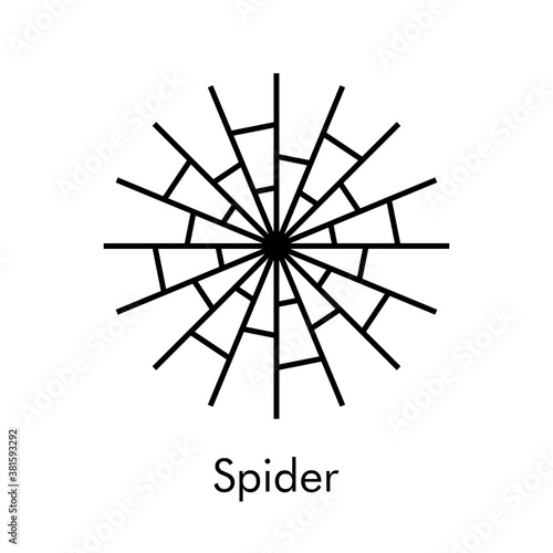 Logotipo lineal abstracto tela de araña en color negro