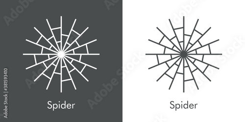 Logotipo lineal abstracto tela de araña en fondo gris y fondo blanco