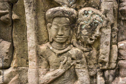 Detail of bas relief on the Bayon   Angkor Thom  Siem Reap