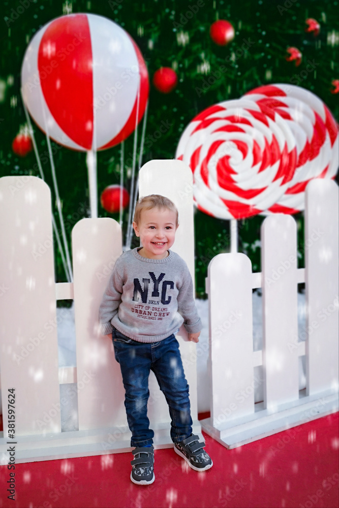 happy child in a christmas decoration
