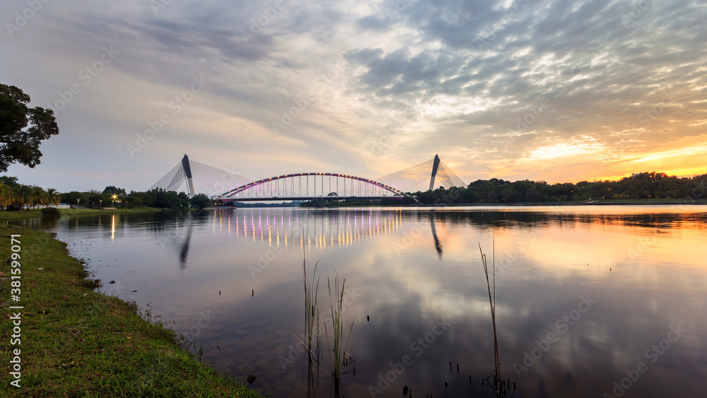 Beautiful modern bridge with nice reflection Beautiful modern bridge with nice reflection