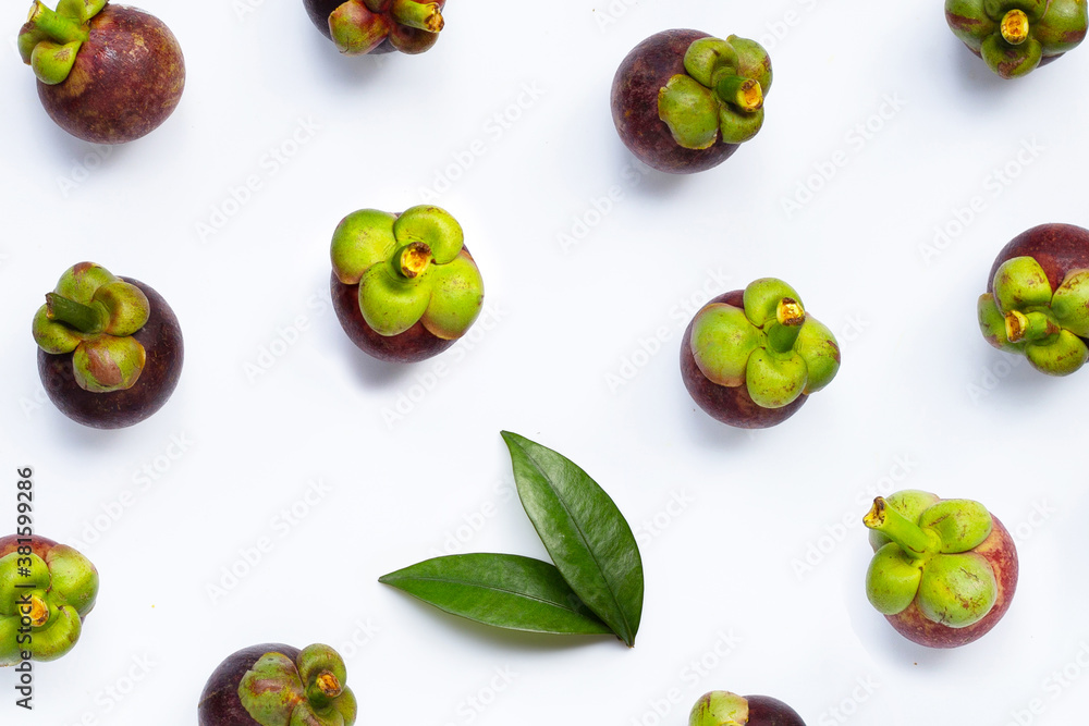 Mangosteen on white background. Mangosteen on white background.