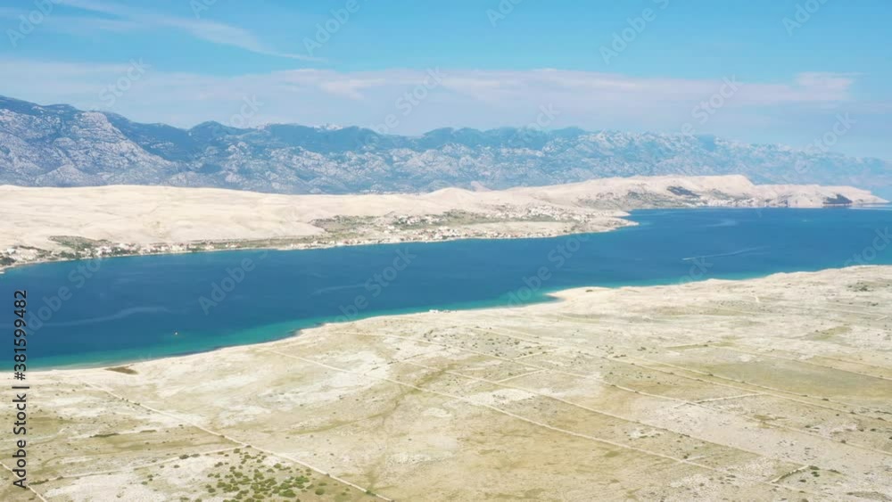 Croatia, Adriatic island of Pag, panoramic view of sea shore, old agriculture fields and beautiful stone drywalls Croatia, Adriatic island of Pag, panoramic view of sea shore, old agriculture fields and beautiful stone drywalls