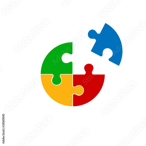 Four part puzzle diagram vector illustration isolated on white background