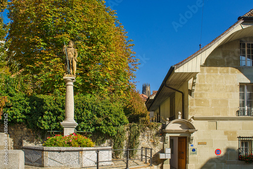 Obraz na plátně statue of Sainte-Anne the patron saint of the tanners corporation in Fribourg, S